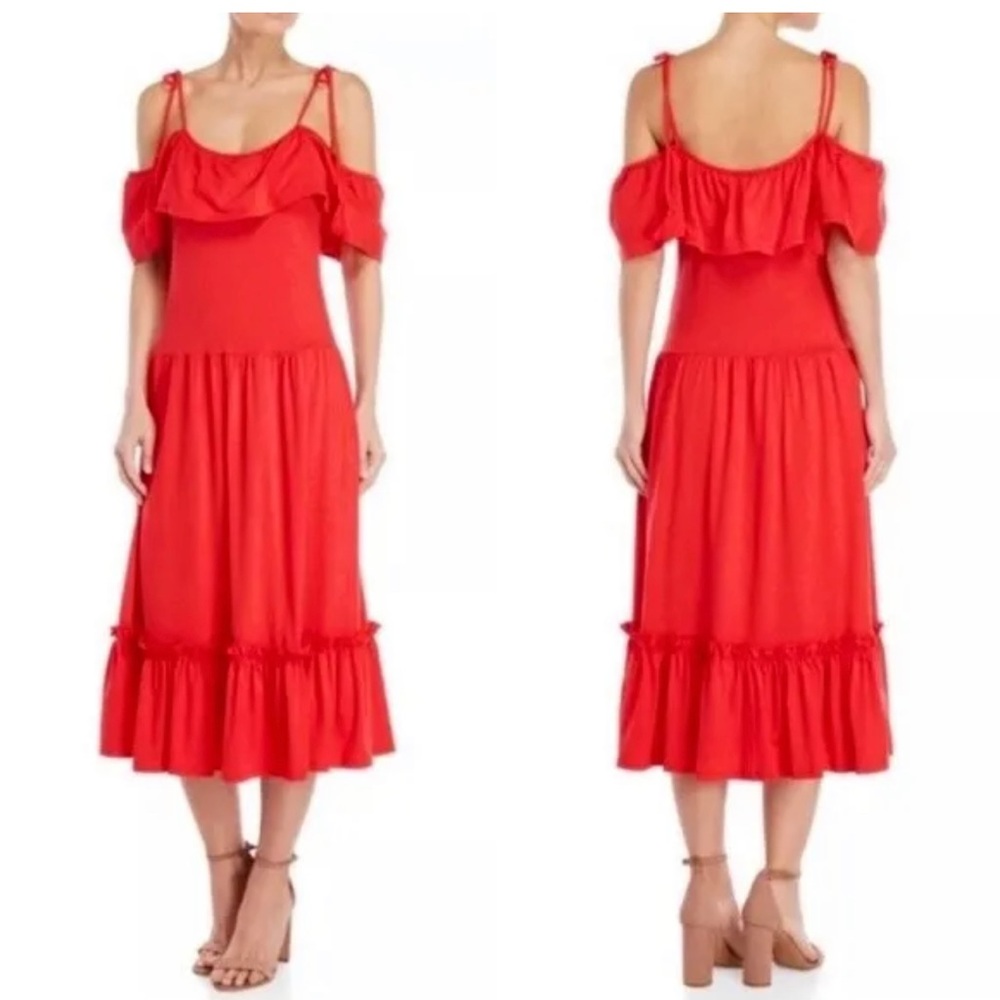 Rebecca minkoff new NWT red Mojave cotton blend tie sleeve midi dress XS